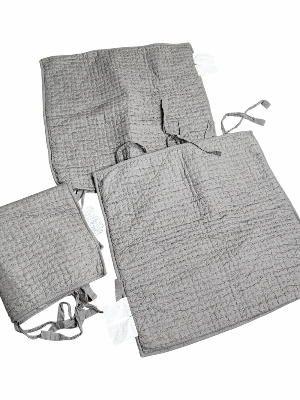 Pottery Barn Pick-Stitch Cotton Linen 3 Euro Pillow Shams Gray 26X26